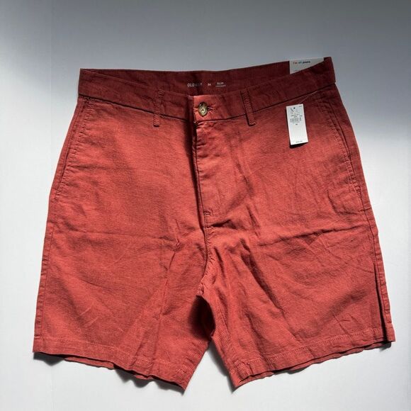 Old Navy Slim Built-In Flex Rotation Chino Shorts 8-inch inseam Size 34 NWT - Picture 1 of 8